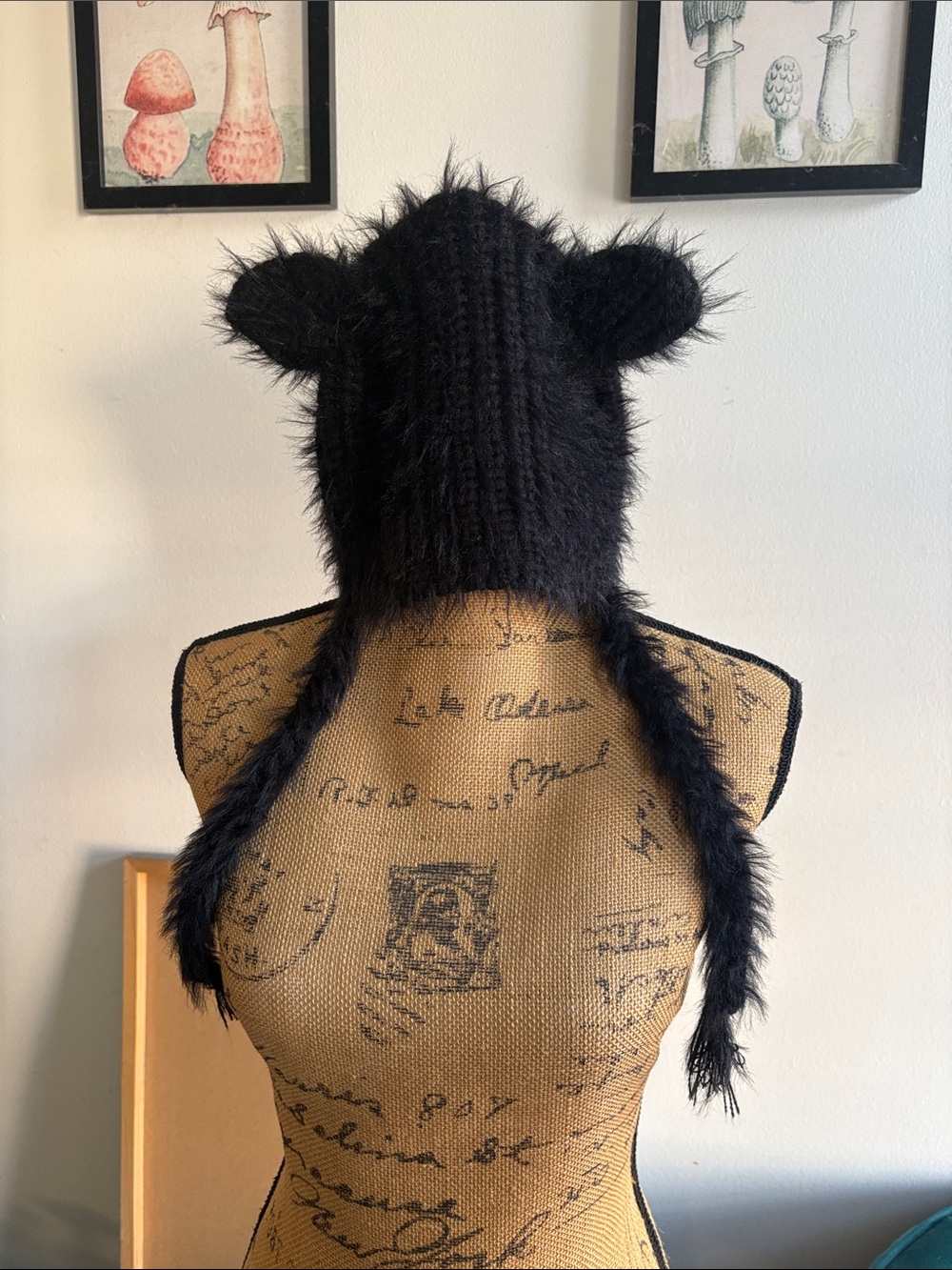 Black Fuzzy Animal Ear Hat